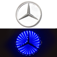 3D логотип Мерседес (Mercedes-Benz) 95х95мм с синей подсветкой