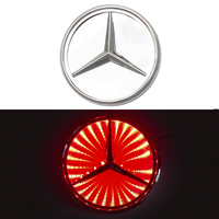 3D логотип Мерседес (Mercedes-Benz) 87х87мм с красной подсветкой