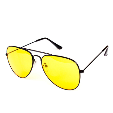 Желтые водительские очки антифары Авиатор с черной оправой