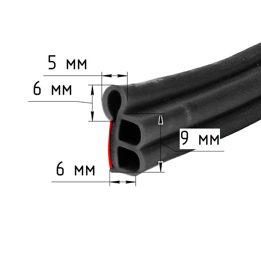 Уплотнитель дверей с защитой кромки для авто черный 5м купить