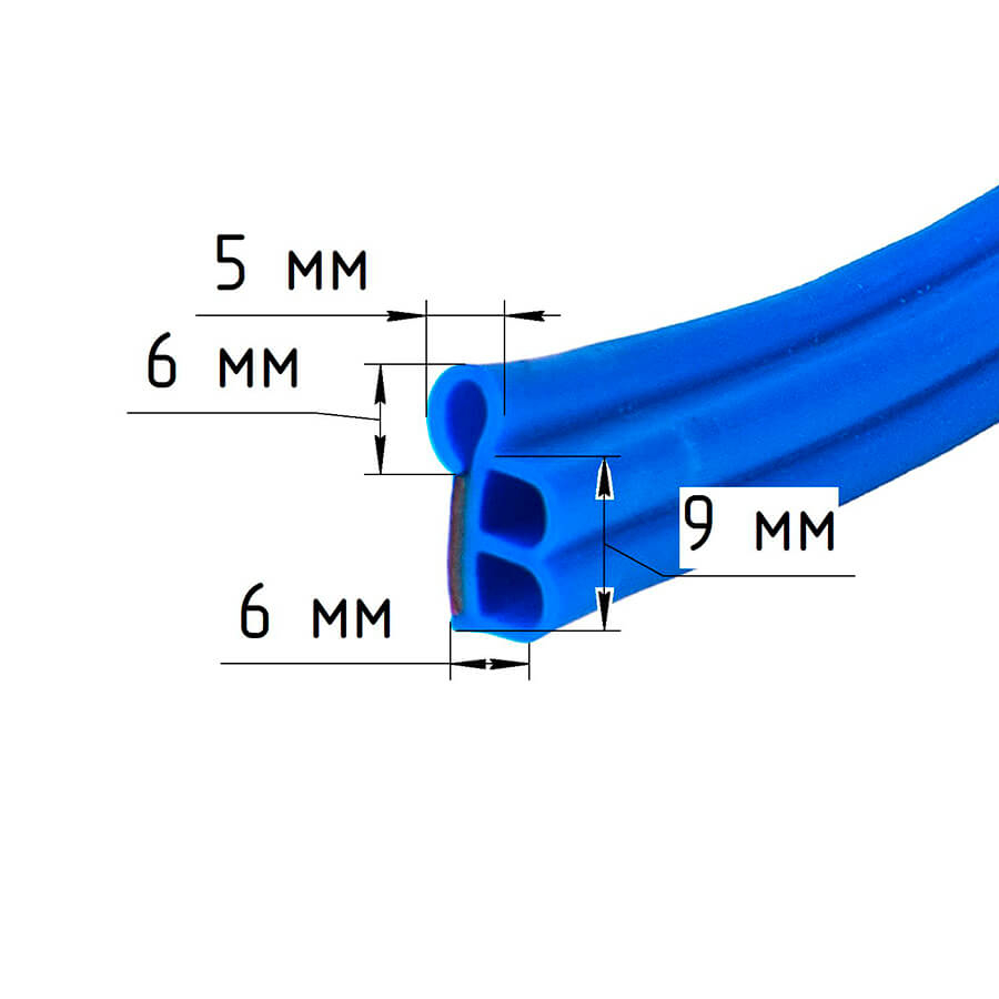 Уплотнитель дверей с защитой кромки для авто синий 5м купить