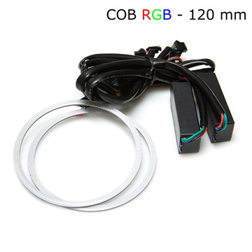 Многоцветные RGB COB ангельские глазки 120 мм - комплект 2 шт