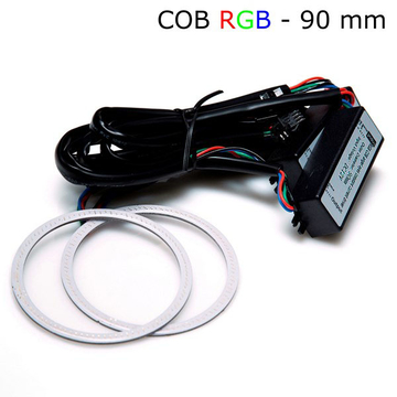 Многоцветные RGB COB ангельские глазки 90 мм - комплект 2 шт