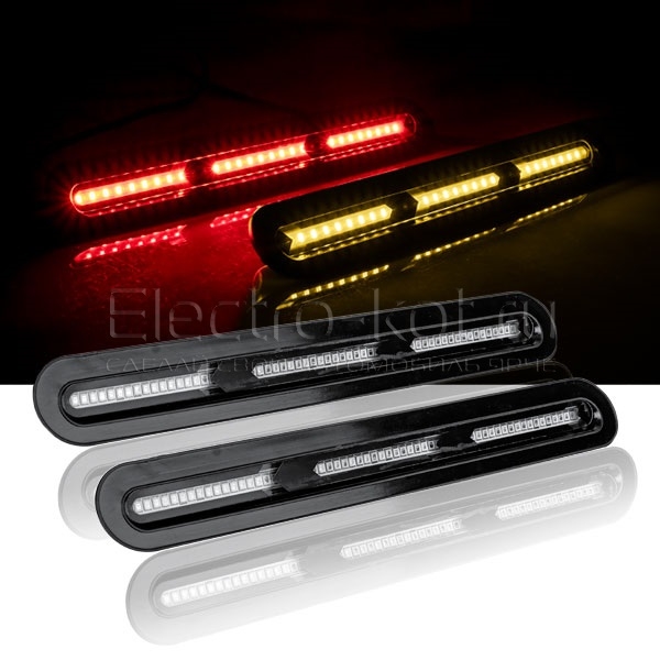 Светодиодные задние фонари красные с серой полосой для ВАЗ 2108-21099, 2113, 2114