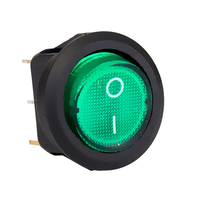 Выключатель с зеленой подсветкой 12В 16А круглый