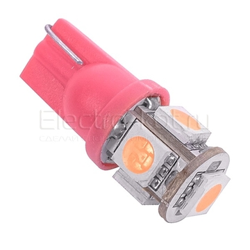 Светодиодная лампа ElectroKot Five SMD5050 5 LED T10 W5W розовый 1 шт