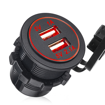 Разъем USB в авто врезной ElectroKot 2 USB 2.1A + 1A 12-24В красная подсветка