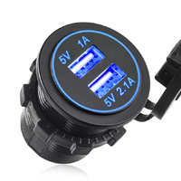Разъем USB в авто врезной ElectroKot - розетка 2 USB 2.1A + 1A синяя подсветка