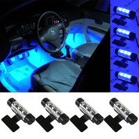 Синяя подсветка салона и зоны ног автомобиля со штекером 4 модуля по 3 LED