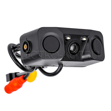 Камера заднего вида с парктроником и звуковым оповещением (2 датчика, чёрный)