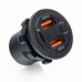 Разъем USB в авто врезной ElectroKot - розетка 2 USB QC3.0 + Type-с быстрая зарядка с кнопкой синяя подсветка