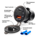 Разъем USB в авто врезной с вольтметром ElectroKot - розетка USB QC3.0 + Type-C PD быстрая зарядка с кнопкой синяя подсветка