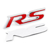 Металлический шильдик RS красный самоклеющийся