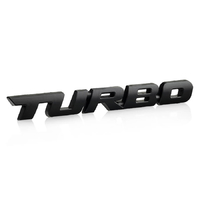 Металлический шильдик Turbo черный матовый самоклеющийся