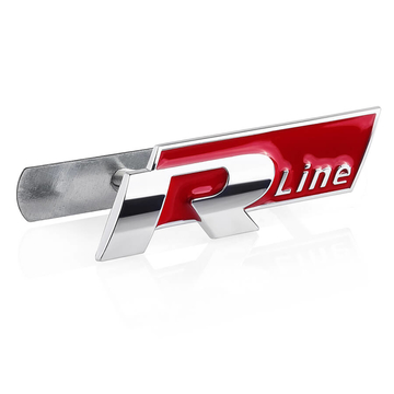 Накладка на решетку радиатора металлический шильдик R-Line красный
