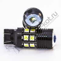 Светодиодная LED лампа 12 SMD 5050 +Cree R5 7443 - Т20 - W21/5W - EuroLight 1 шт