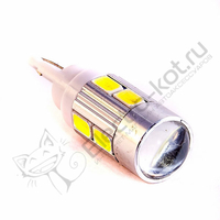 Светодиодная лампа 10 SMD 5630 +линза T10 - W5W EuroLight 1 шт
