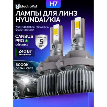Светодиодные лампы ElectroKot Плазма для Hyundai Kia 6000K H7K 2 шт