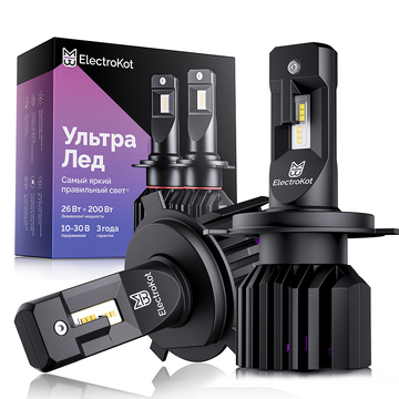 Светодиодные лампы для авто ЭлектроКот УльтраЛед gen2 H4 белый 6000K 2 шт Светодиодные лампы для авто ЭлектроКот УльтраЛед gen2 H4 белый 6000K 2 шт