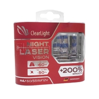 Галогеновые лампы ClearLight Night Laser Vision +200% H4