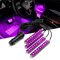 Светодиодная подсветка салона и зоны ног автомобиля 4 модуля 36 LED фиолетовая
