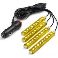 Светодиодная подсветка салона и зоны ног автомобиля 4 модуля 36 LED желтая