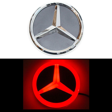 4D логотип Мерседес (Mercedes) 95 мм красный