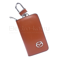 Ключница кожаная коричневая с логотипом Mazda (Мазда) 