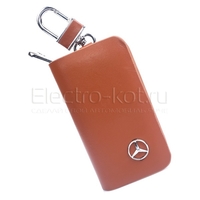 Ключница кожаная коричневая с логотипом Mercedes-Benz (Мерседес Бенц)