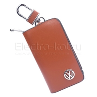 Ключница кожаная коричневая с логотипом Volkswagen (Фольксваген)