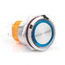 Кнопка с фиксацией антивандальная водонепроницаемая с коннектором 5 pin 12-24В 3А 22 mm - синяя подсветка