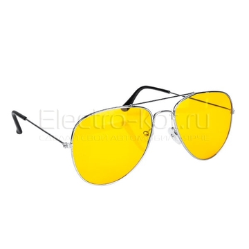 Желтые водительские очки антифары Авиатор с хромированной оправой