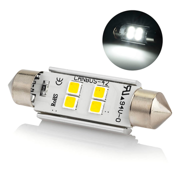 Светодиодная лампа с обманкой ElectroKot Atomic C5W C10W 41mm 5000K чистый белый свет 1 шт