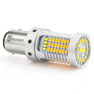 LED лампа двуxцветная габарит-поворот с обманкой ElectroKot DoubleLight 5000K белый + оранжевый BAY15D 1 шт