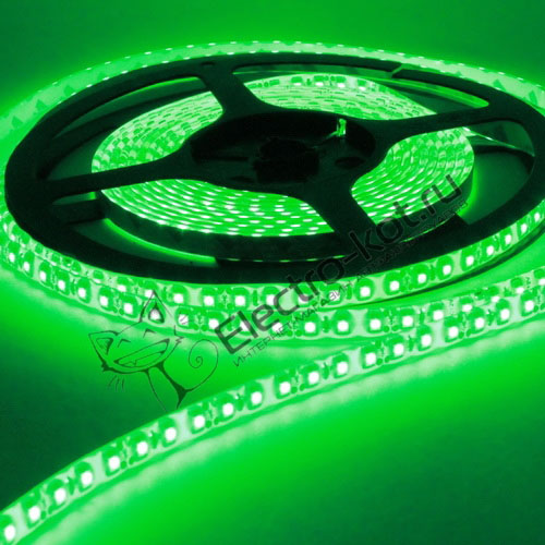 Светодиодная LED лента влагонепроницаемая двойной яркости 5м зеленая